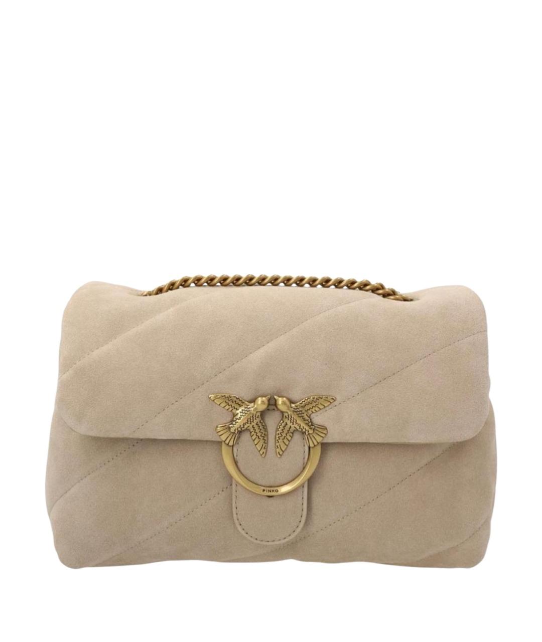 PINKO Бежевая замшевая сумка через плечо, фото 1