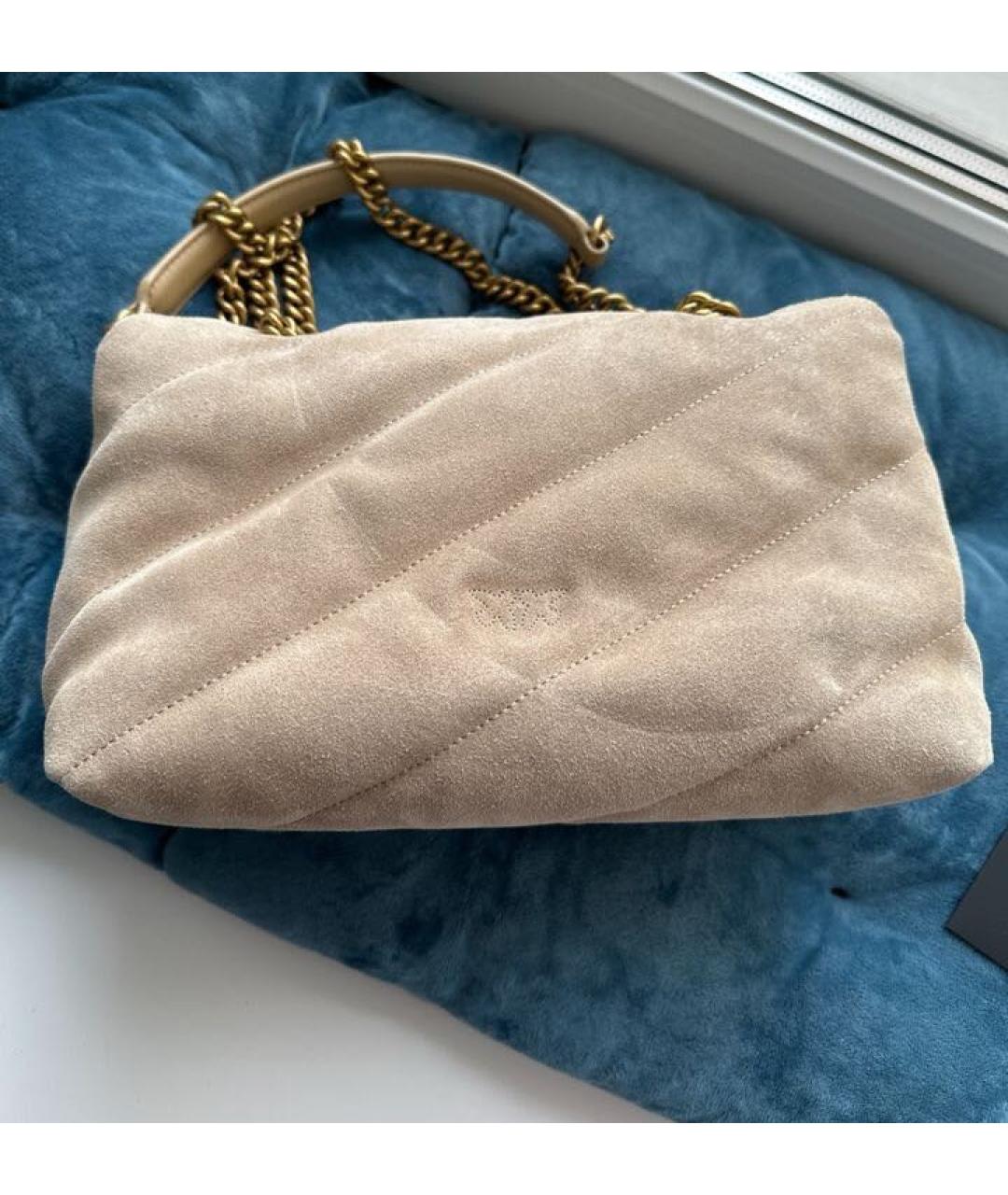 PINKO Бежевая замшевая сумка через плечо, фото 6