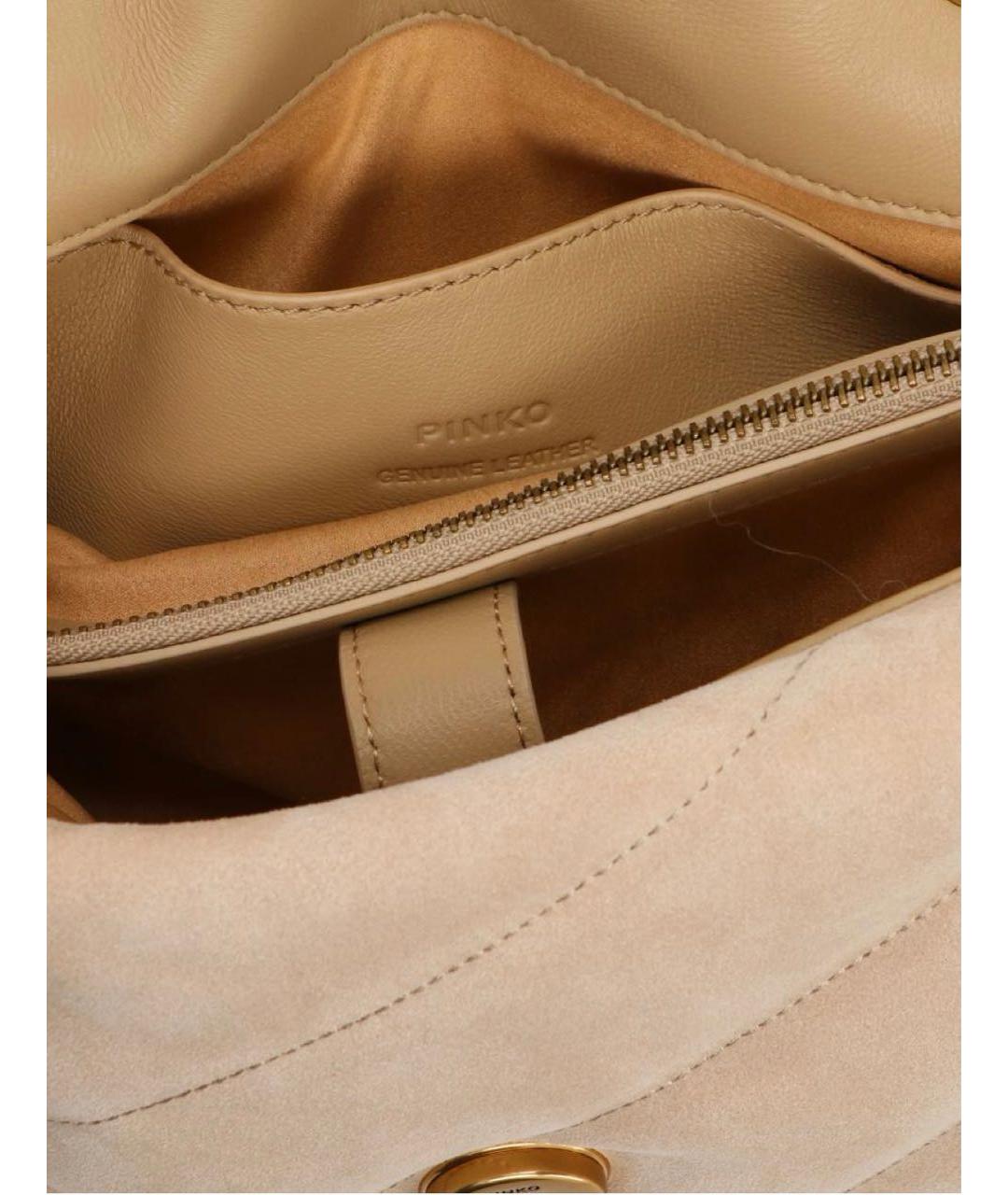PINKO Бежевая замшевая сумка через плечо, фото 4