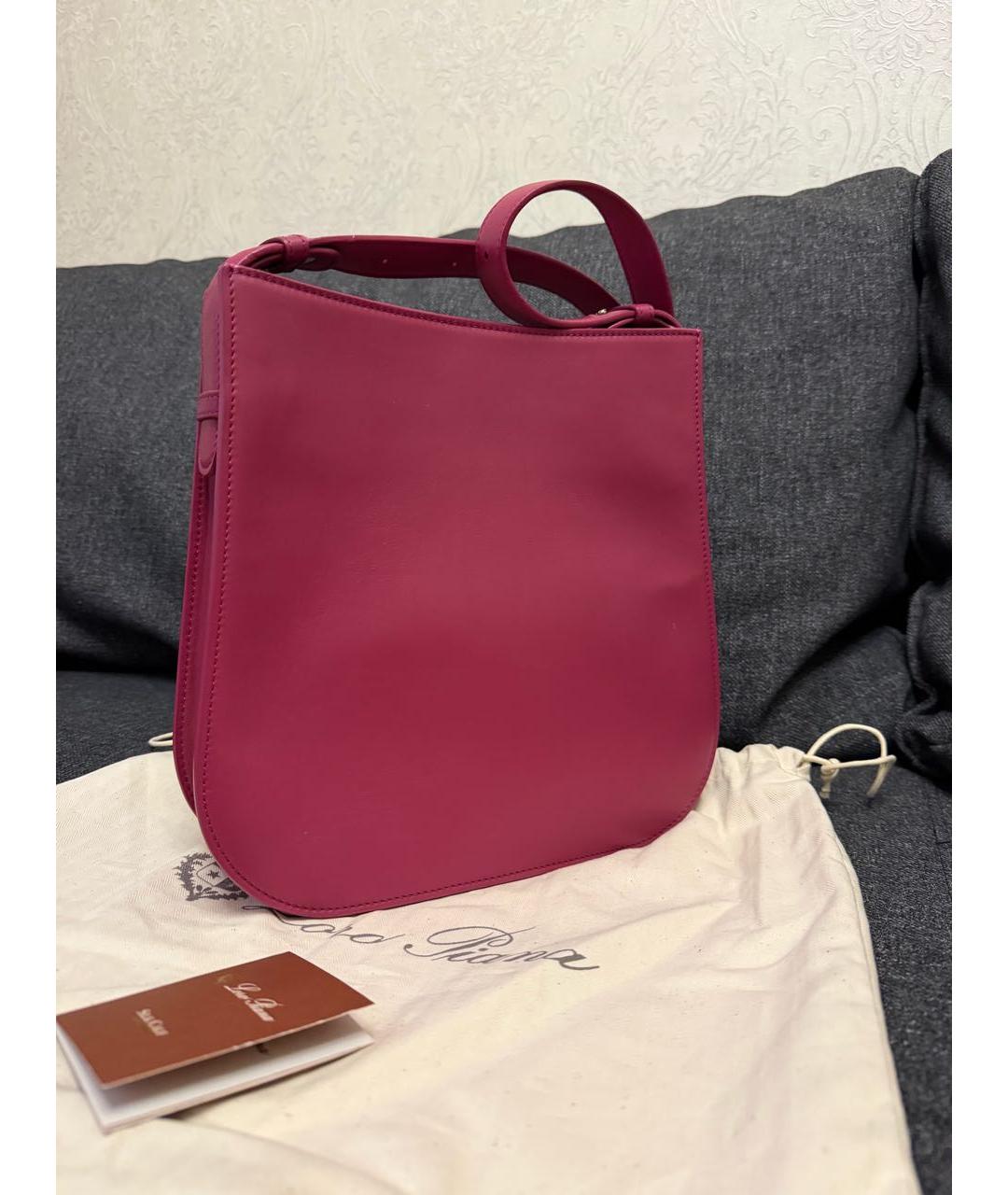 LORO PIANA Бордовая кожаная сумка через плечо, фото 3