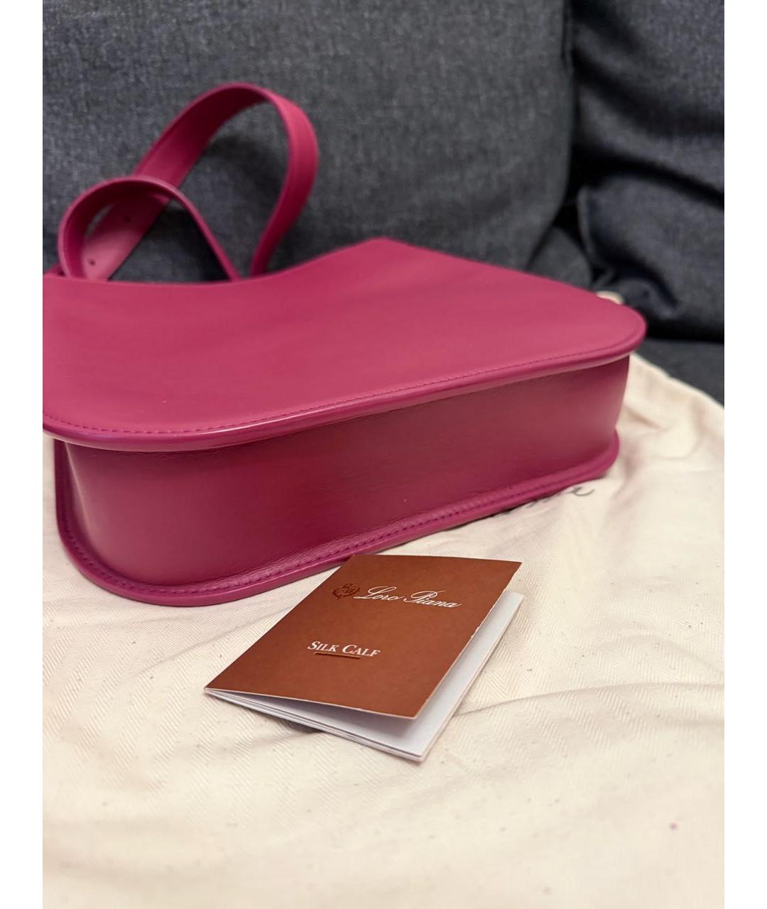 LORO PIANA Бордовая кожаная сумка через плечо, фото 6