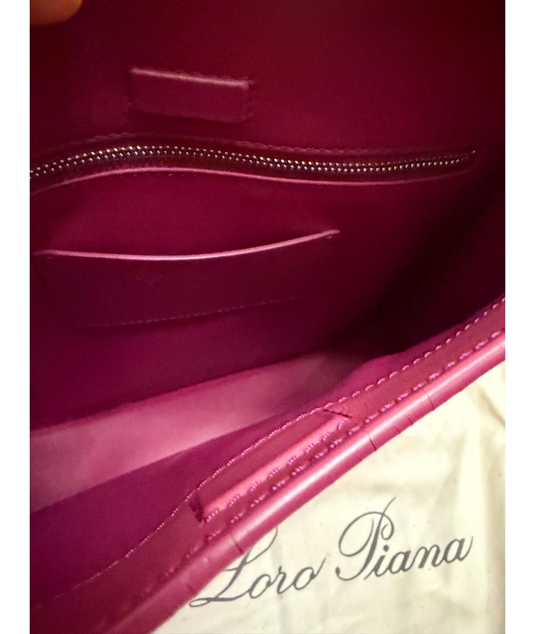 LORO PIANA Бордовая кожаная сумка через плечо, фото 4