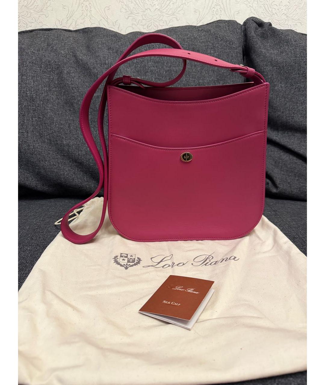 LORO PIANA Бордовая кожаная сумка через плечо, фото 7
