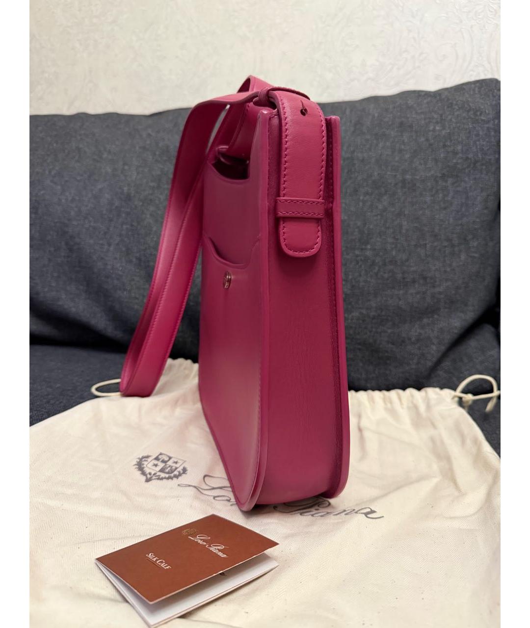LORO PIANA Бордовая кожаная сумка через плечо, фото 2