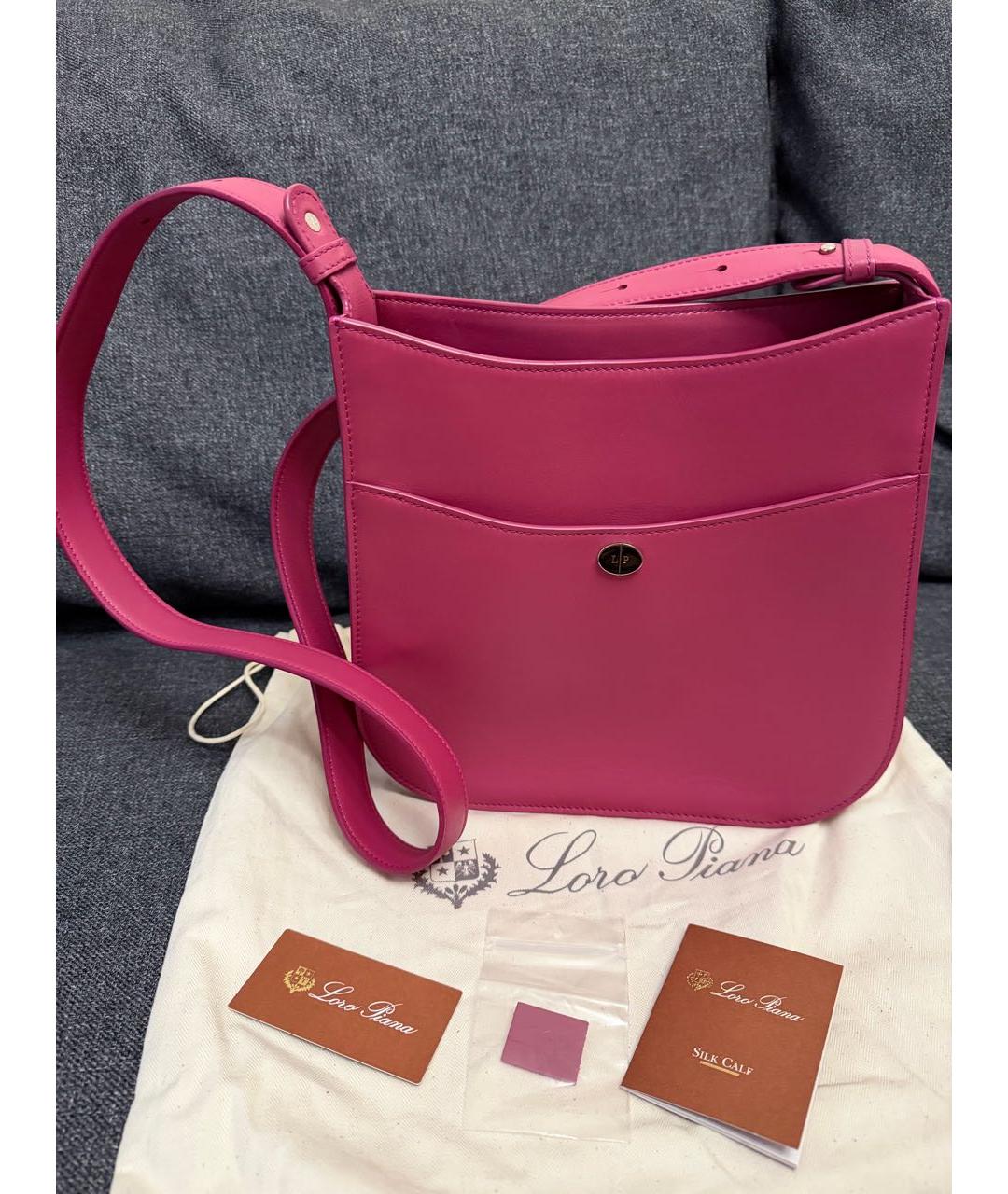 LORO PIANA Бордовая кожаная сумка через плечо, фото 9