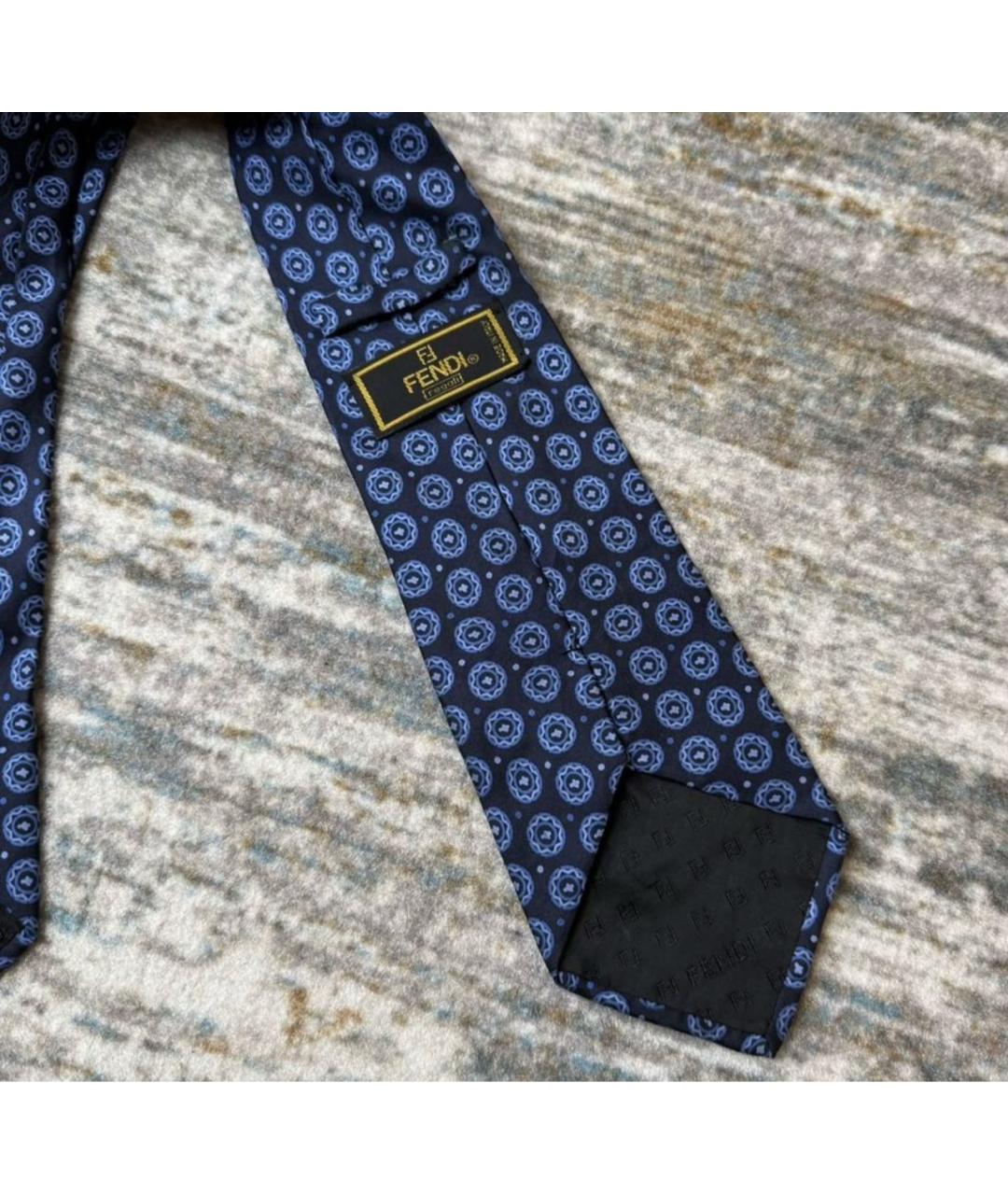 FENDI Синий шелковый галстук, фото 3