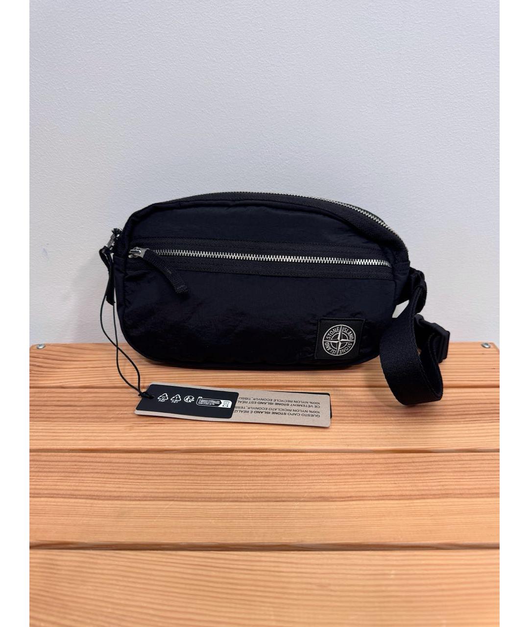 STONE ISLAND Черная синтетическая поясная сумка, фото 2