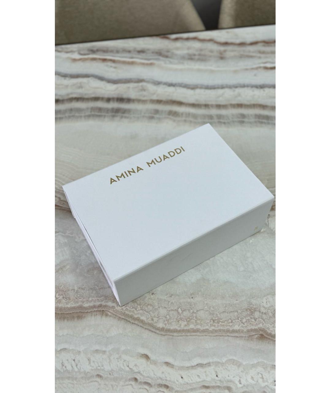 Amina Muaddi Белые кожаные мюли, фото 3
