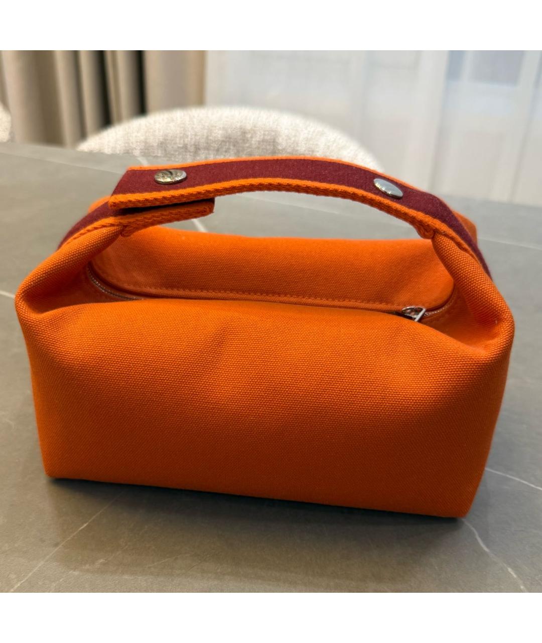 HERMES Оранжевая тканевая косметичка, фото 2