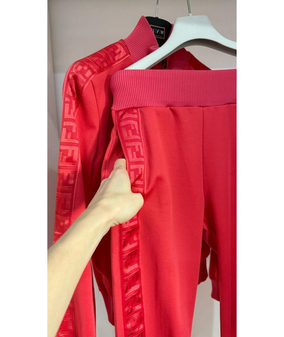FENDI Коралловый полиэстеровый костюм с брюками, фото 3
