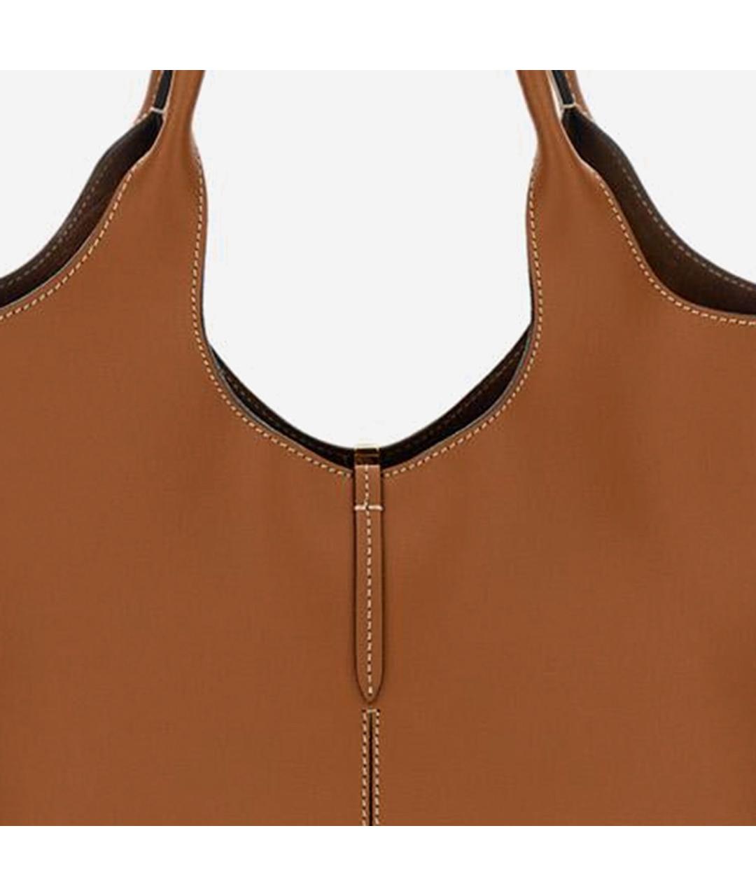 TOD'S Коричневая кожаная сумка тоут, фото 4