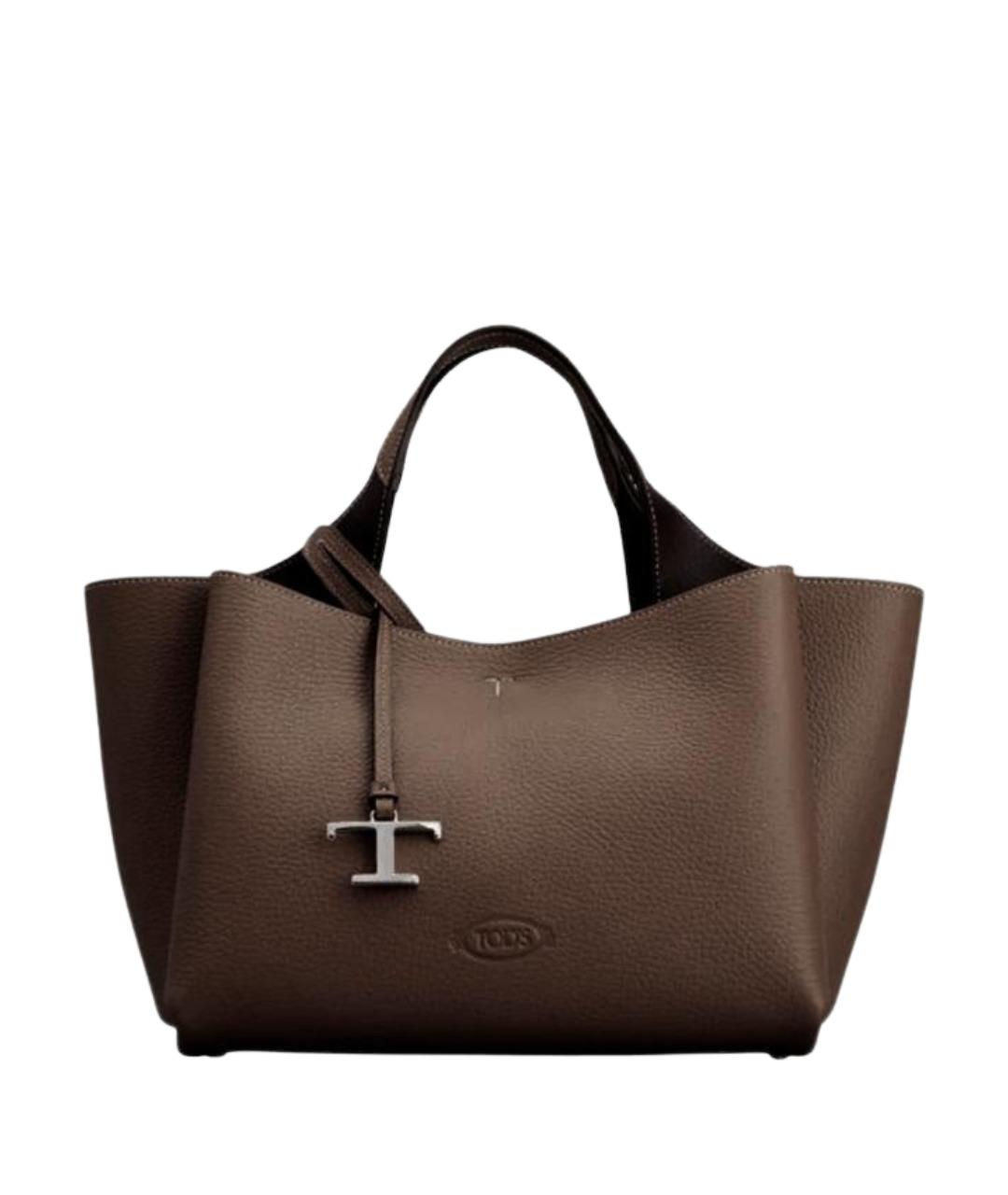 TOD'S Коричневая кожаная сумка тоут, фото 1