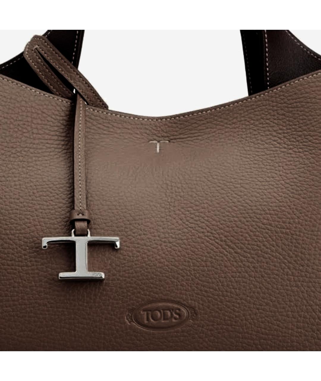 TOD'S Коричневая кожаная сумка тоут, фото 4