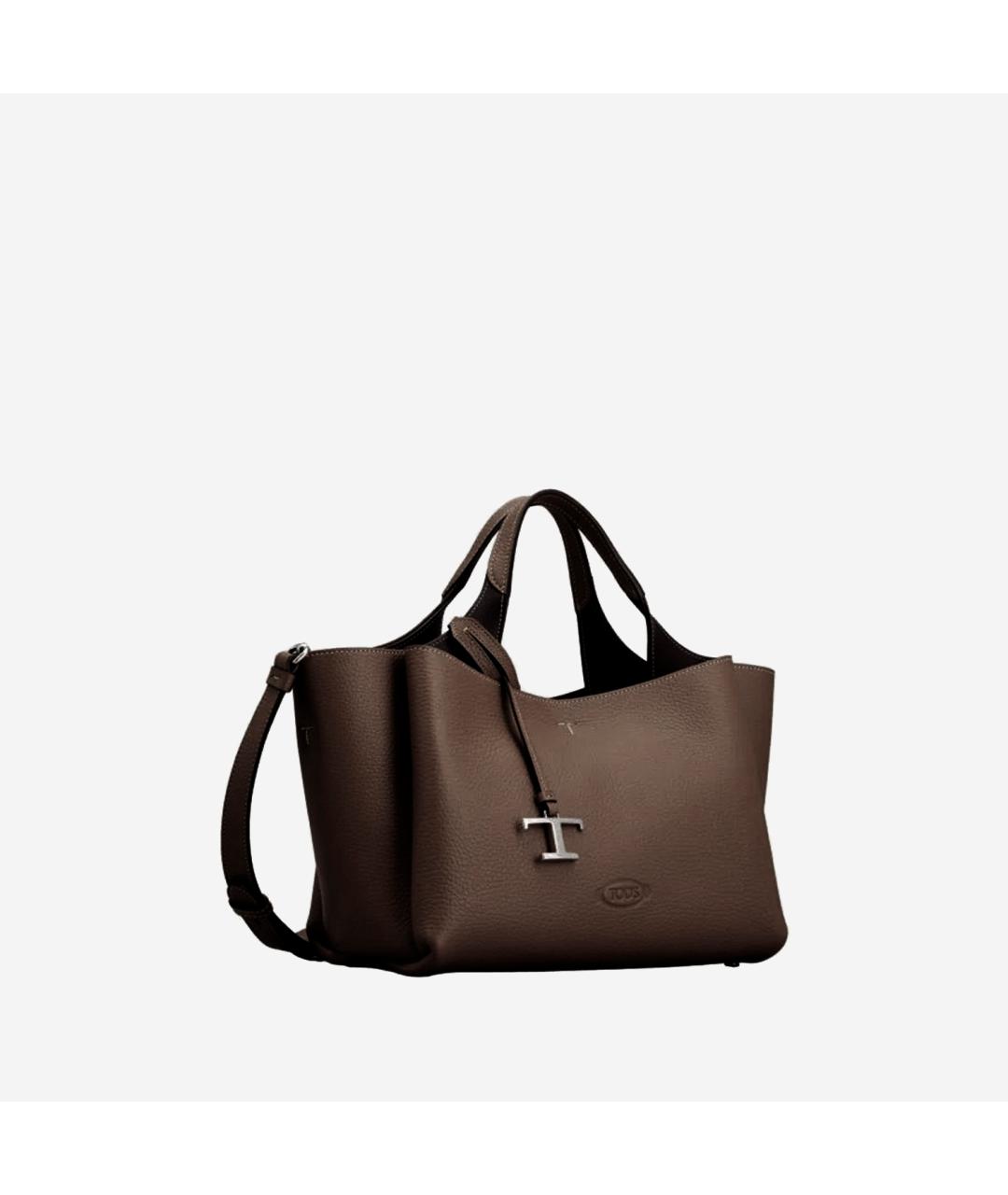 TOD'S Коричневая кожаная сумка тоут, фото 2