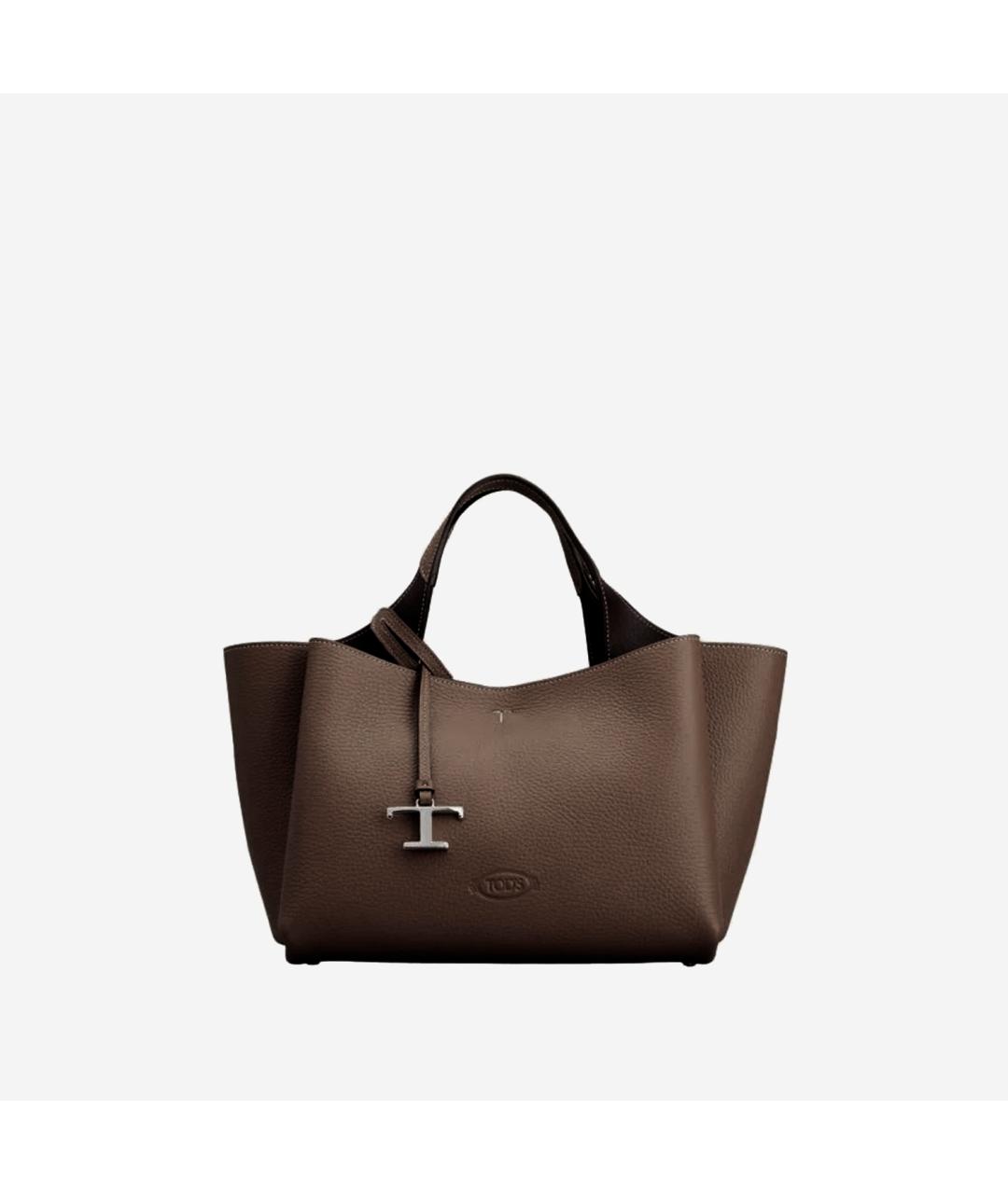 TOD'S Коричневая кожаная сумка тоут, фото 5