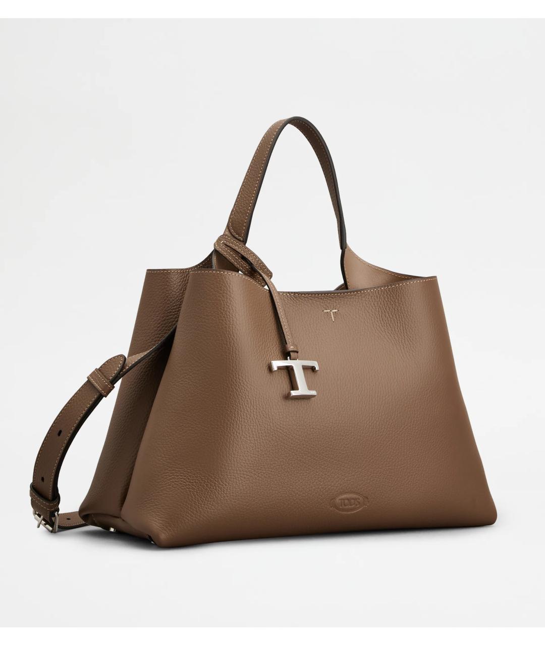 TOD'S Коричневая кожаная сумка тоут, фото 2