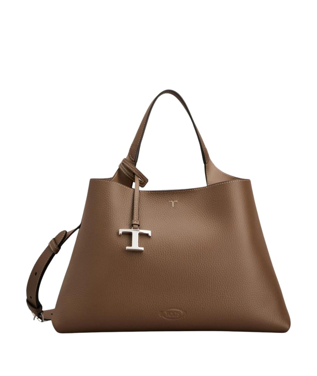 TOD'S Коричневая кожаная сумка тоут, фото 1