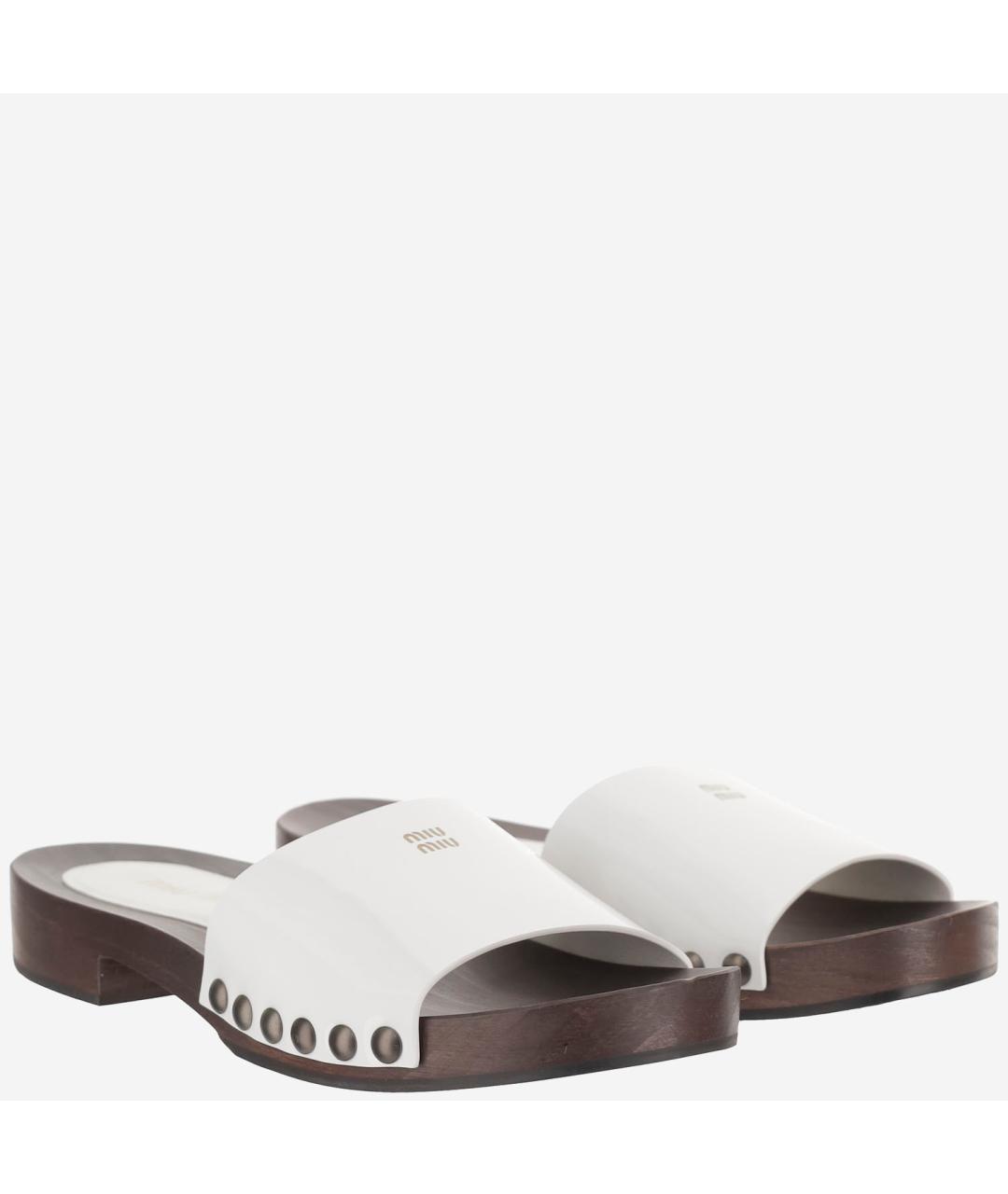 MIU MIU Белые бархатные сабо, фото 3
