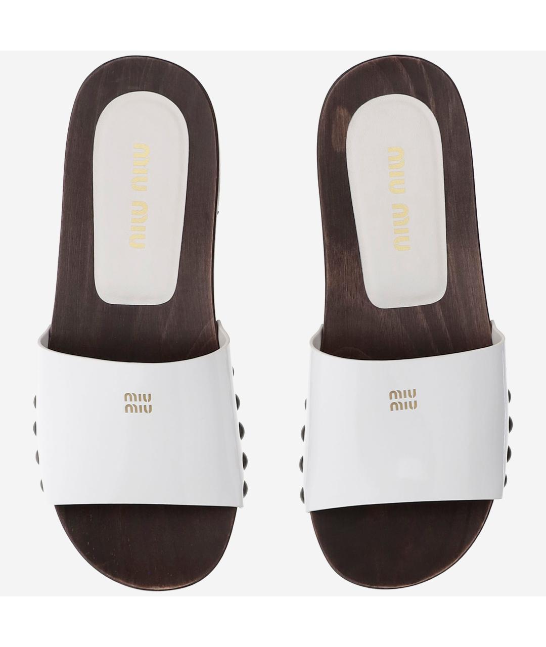 MIU MIU Белые бархатные сабо, фото 2