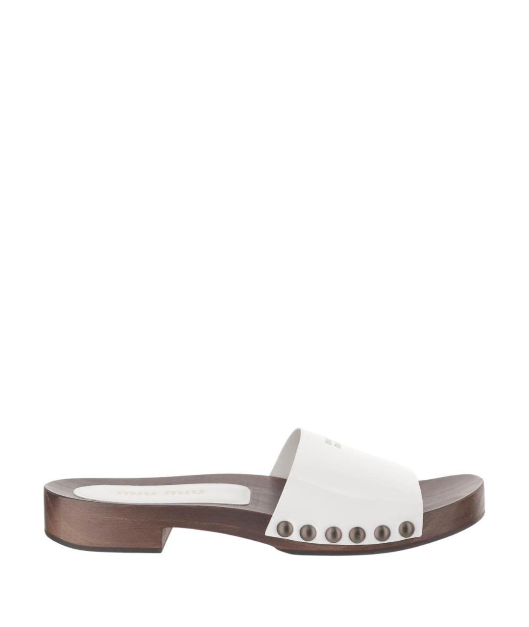 MIU MIU Белые бархатные сабо, фото 1