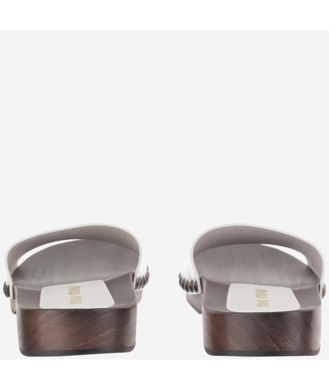 MIU MIU Белые бархатные сабо, фото 4