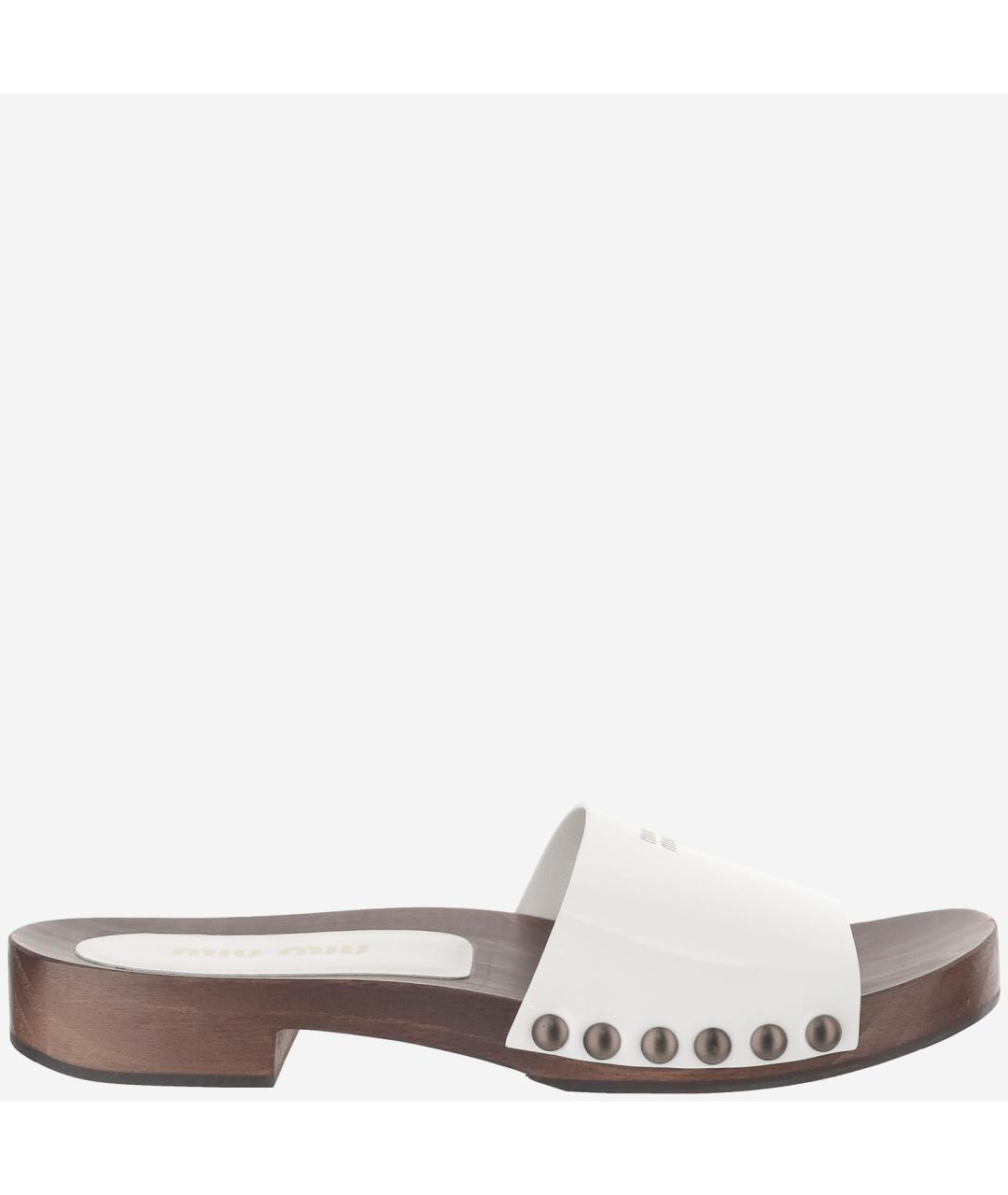 MIU MIU Белые бархатные сабо, фото 6