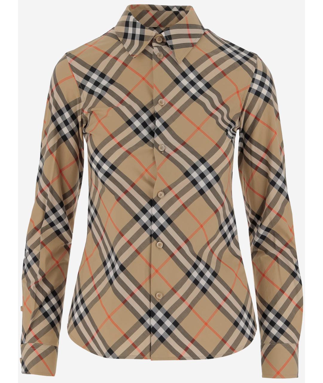 BURBERRY Бежевая хлопковая рубашка, фото 4