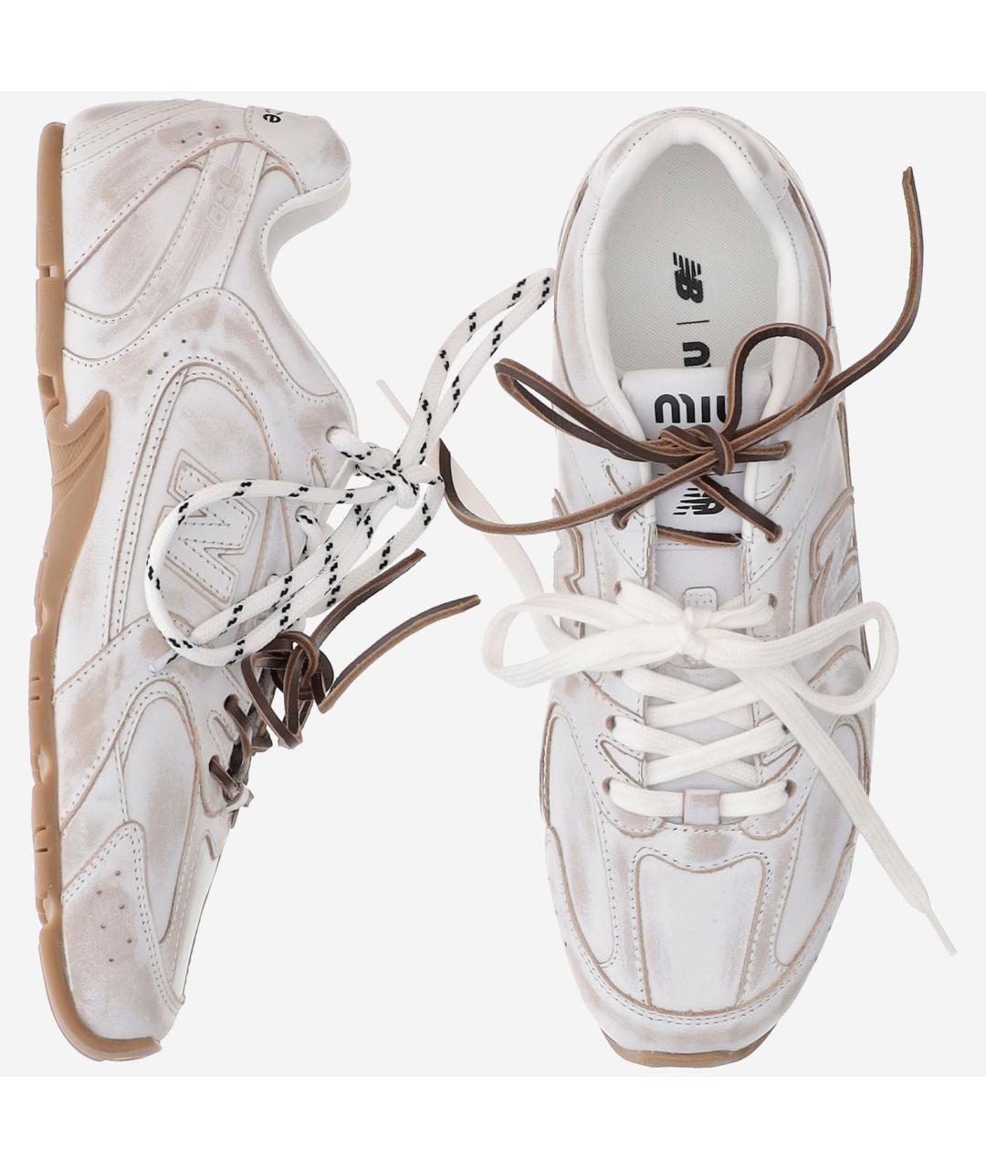 MIU MIU Белые кожаные кроссовки, фото 2