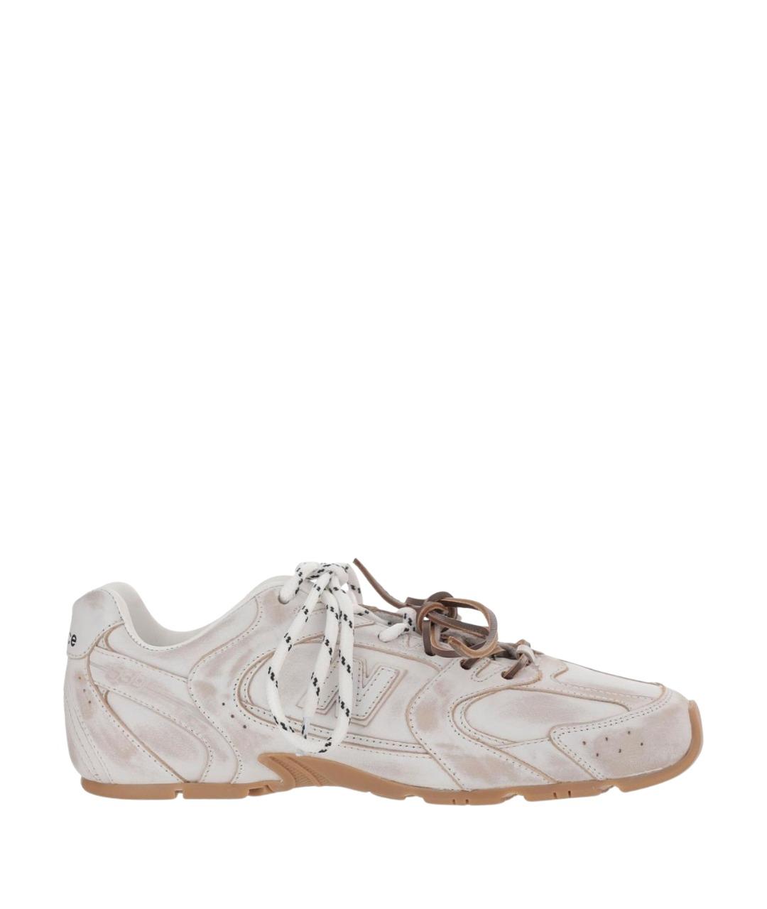 MIU MIU Белые кожаные кроссовки, фото 1