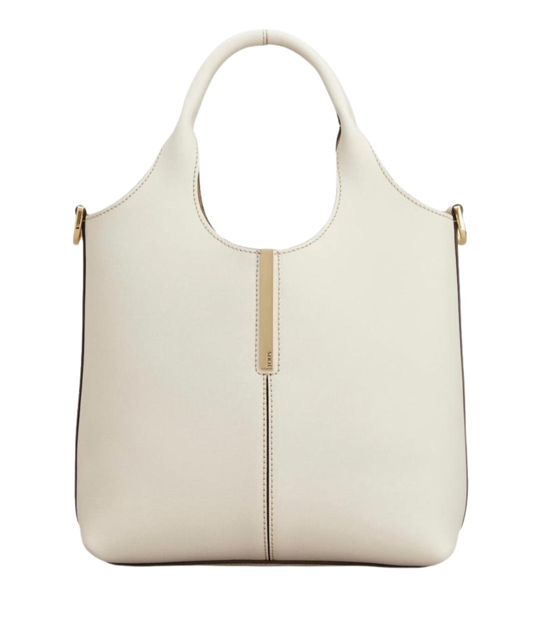 TOD'S Белая кожаная сумка тоут, фото 1