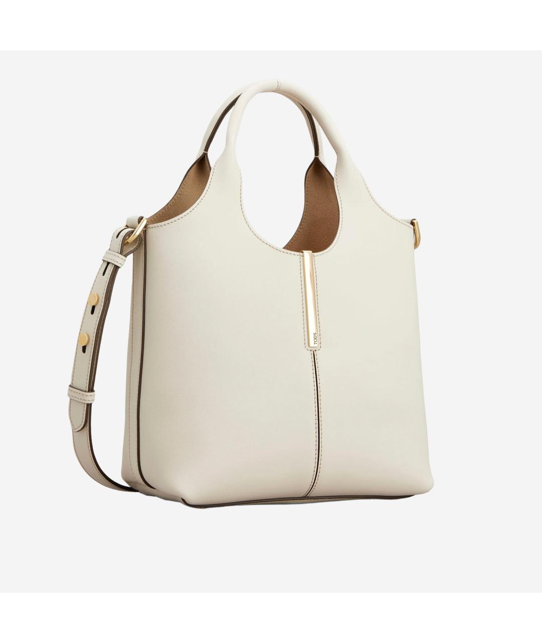 TOD'S Белая кожаная сумка тоут, фото 2