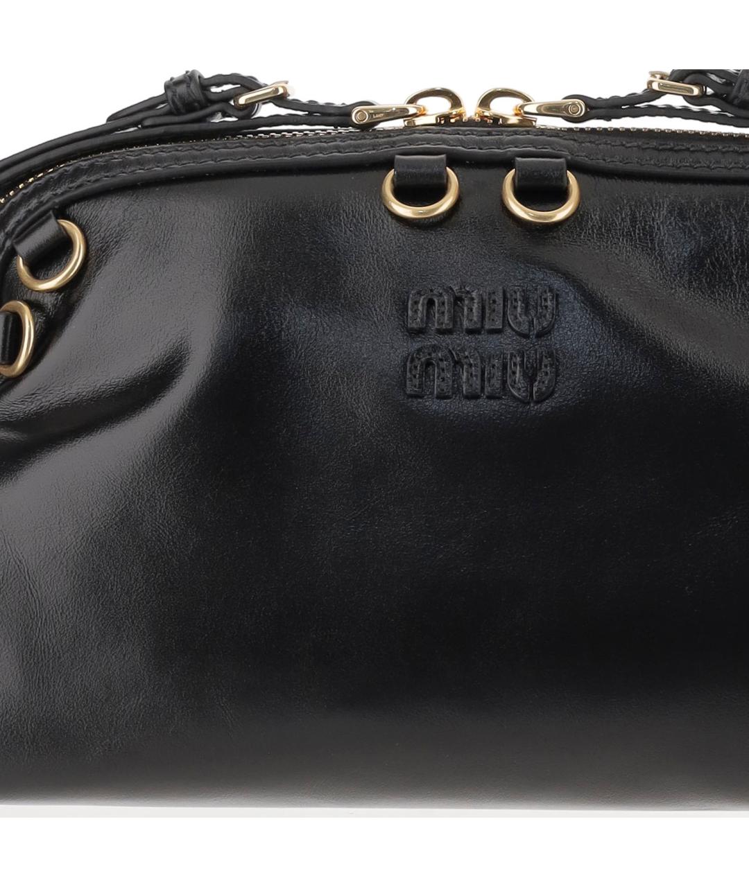 MIU MIU Черная кожаная сумка через плечо, фото 5