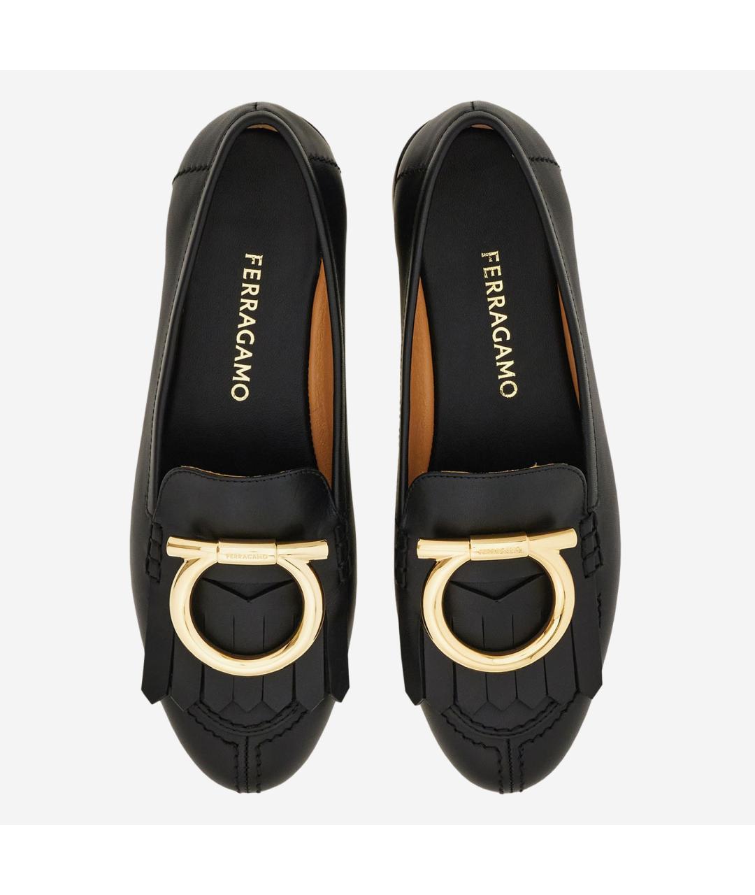 FERRAGAMO Черные кожаные лоферы, фото 3