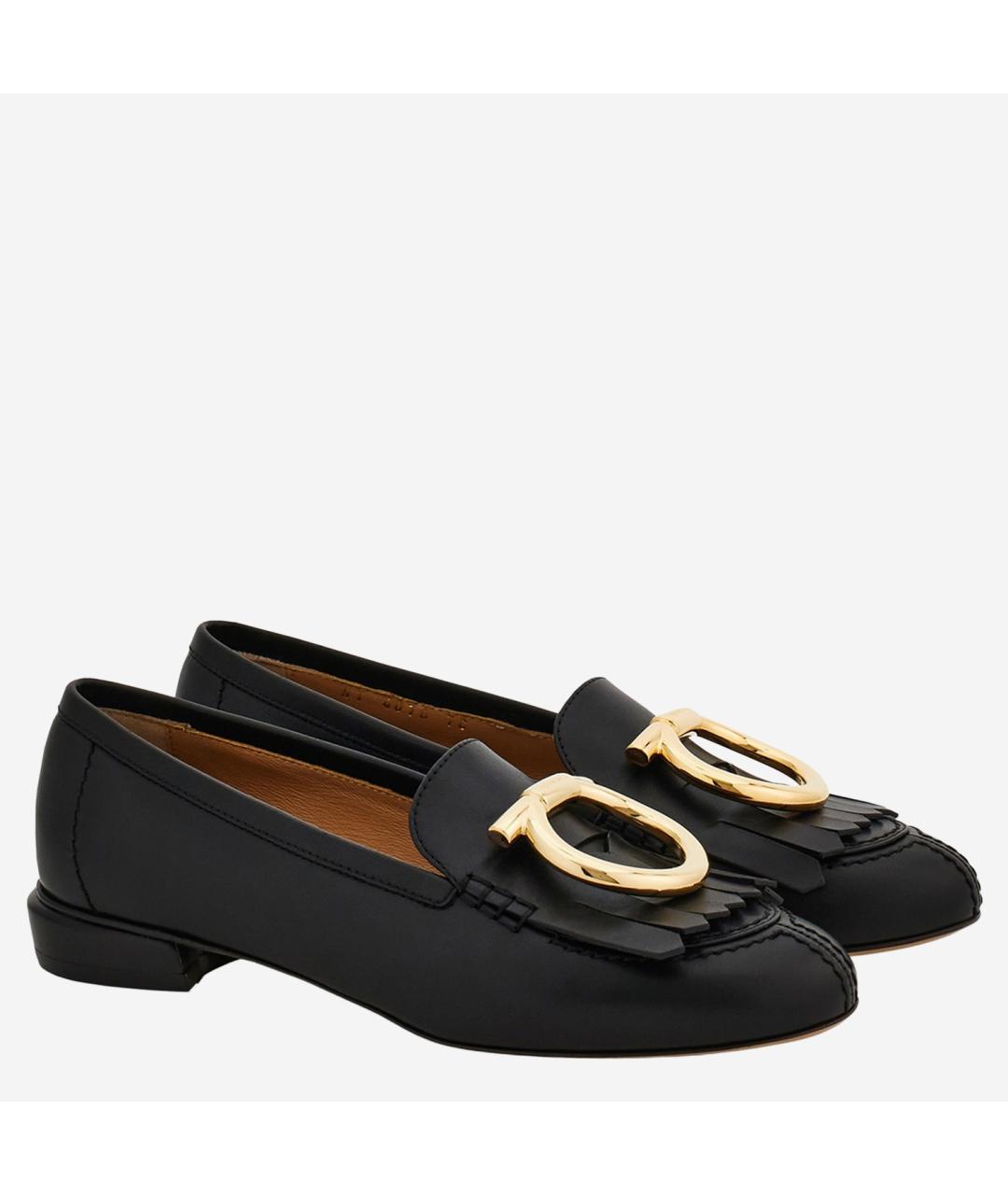 FERRAGAMO Черные кожаные лоферы, фото 2