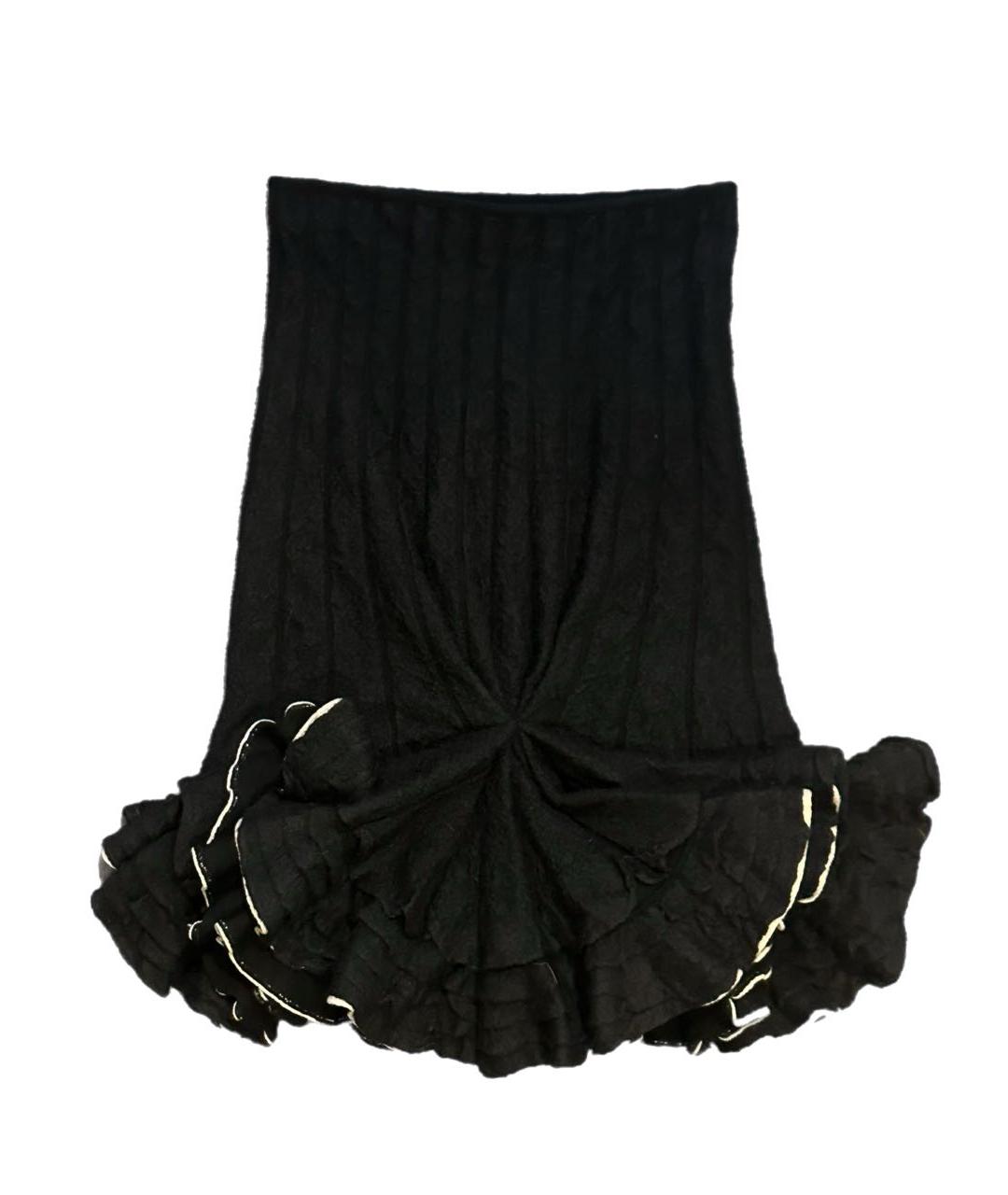 VALENTINO Черная шерстяная юбка миди, фото 1