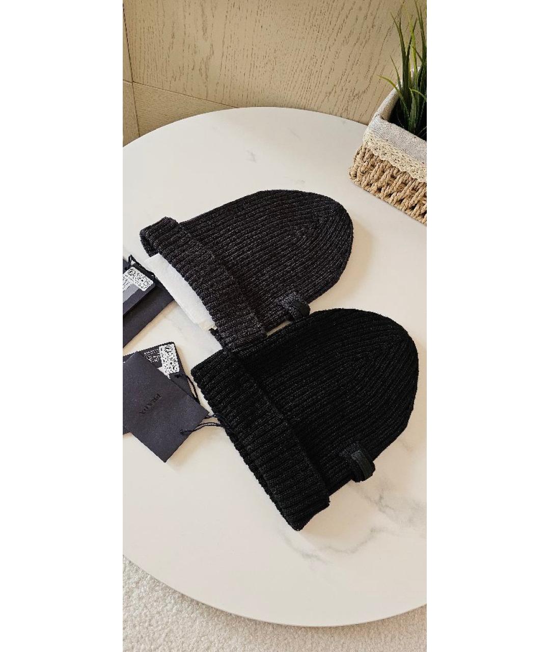 PRADA Черная шерстяная шапка, фото 2