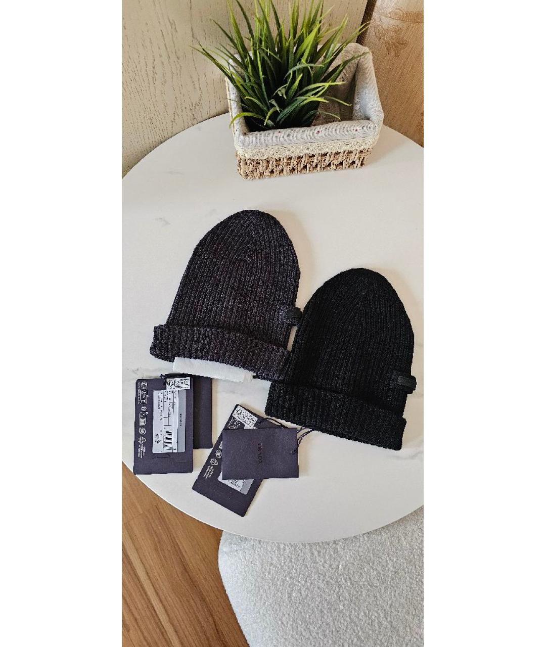 PRADA Черная шерстяная шапка, фото 7