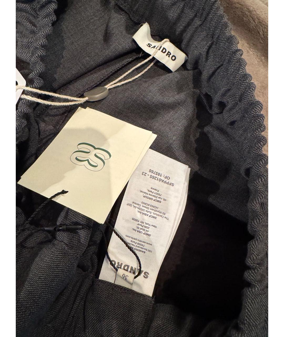 SANDRO Антрацитовые шерстяные брюки широкие, фото 4