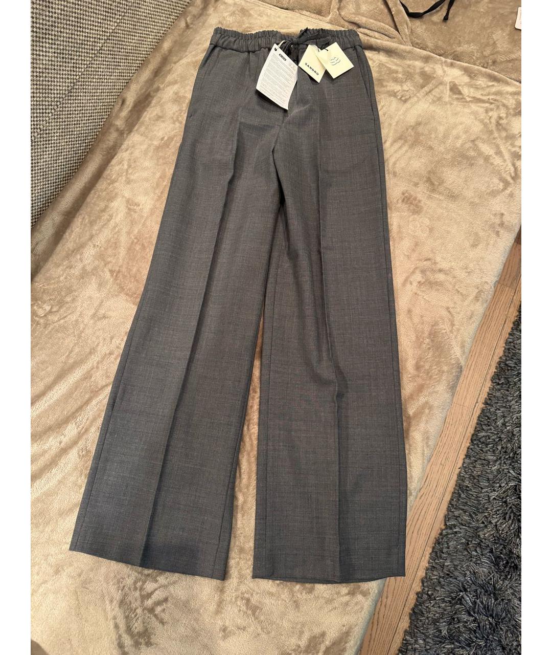 SANDRO Антрацитовые шерстяные брюки широкие, фото 9