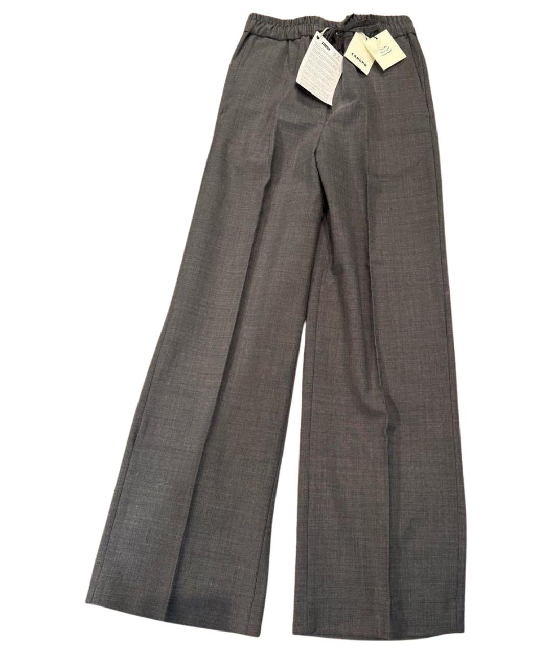 SANDRO Антрацитовые шерстяные брюки широкие, фото 1