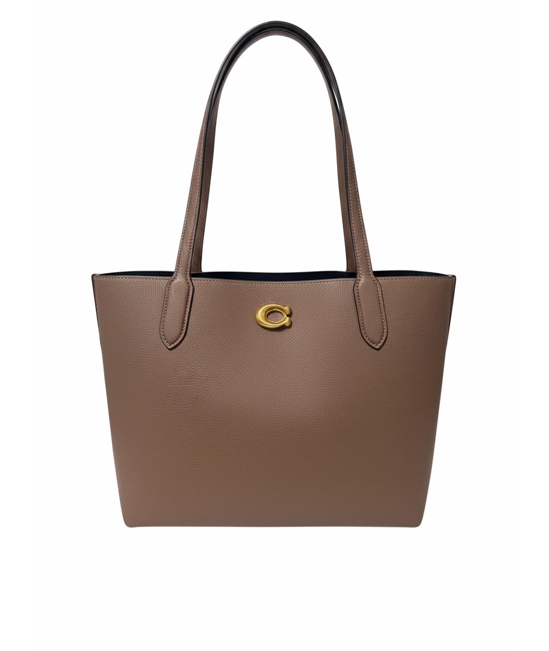 COACH Бежевая кожаная сумка тоут, фото 1