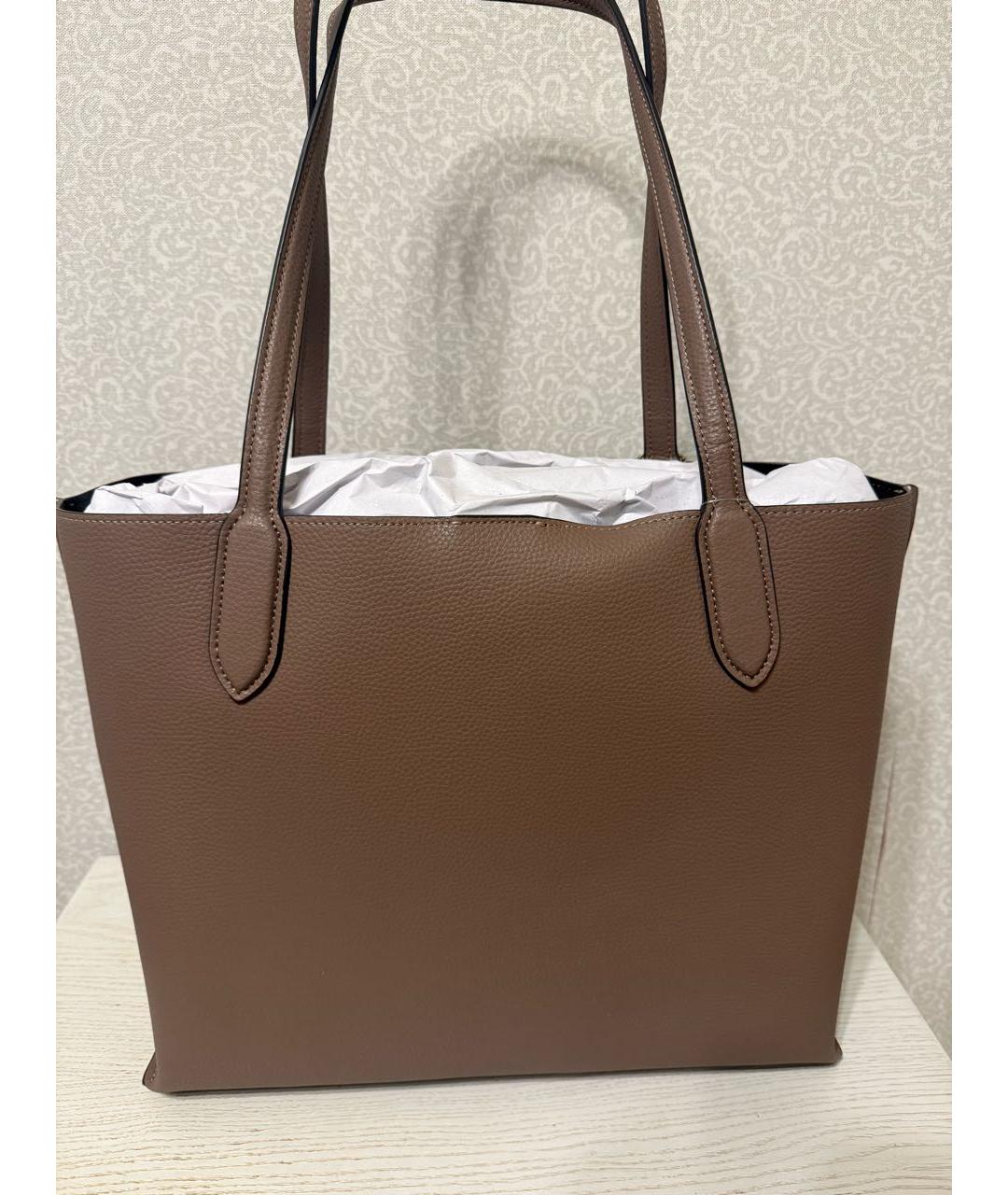 COACH Бежевая кожаная сумка тоут, фото 2