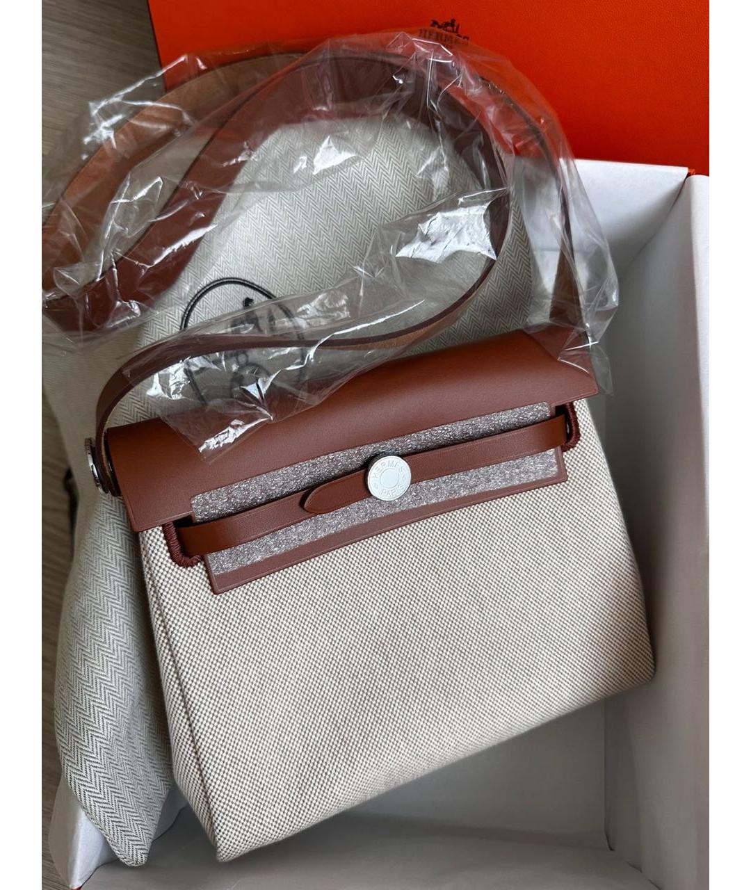 HERMES Коричневая тканевая сумка через плечо, фото 3