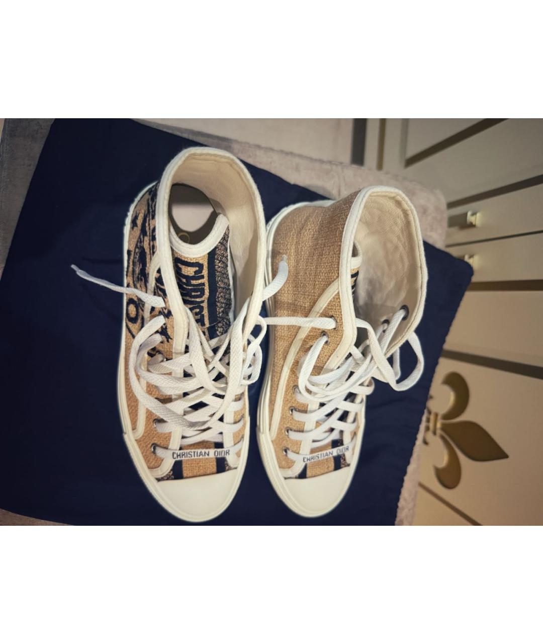 CHRISTIAN DIOR Горчичные текстильные кеды, фото 4