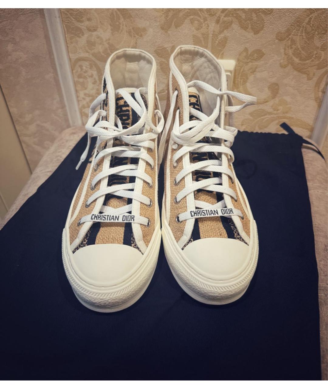 CHRISTIAN DIOR Горчичные текстильные кеды, фото 3