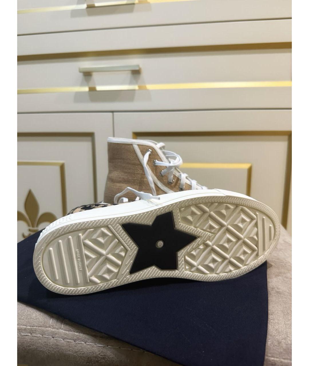 CHRISTIAN DIOR Горчичные текстильные кеды, фото 7