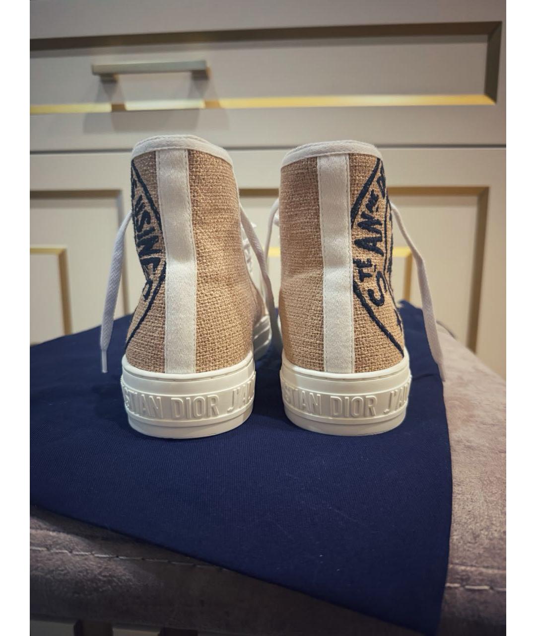 CHRISTIAN DIOR Горчичные текстильные кеды, фото 5