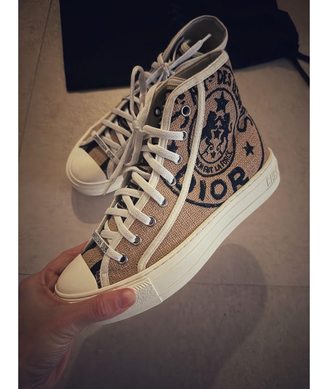 CHRISTIAN DIOR Горчичные текстильные кеды, фото 2
