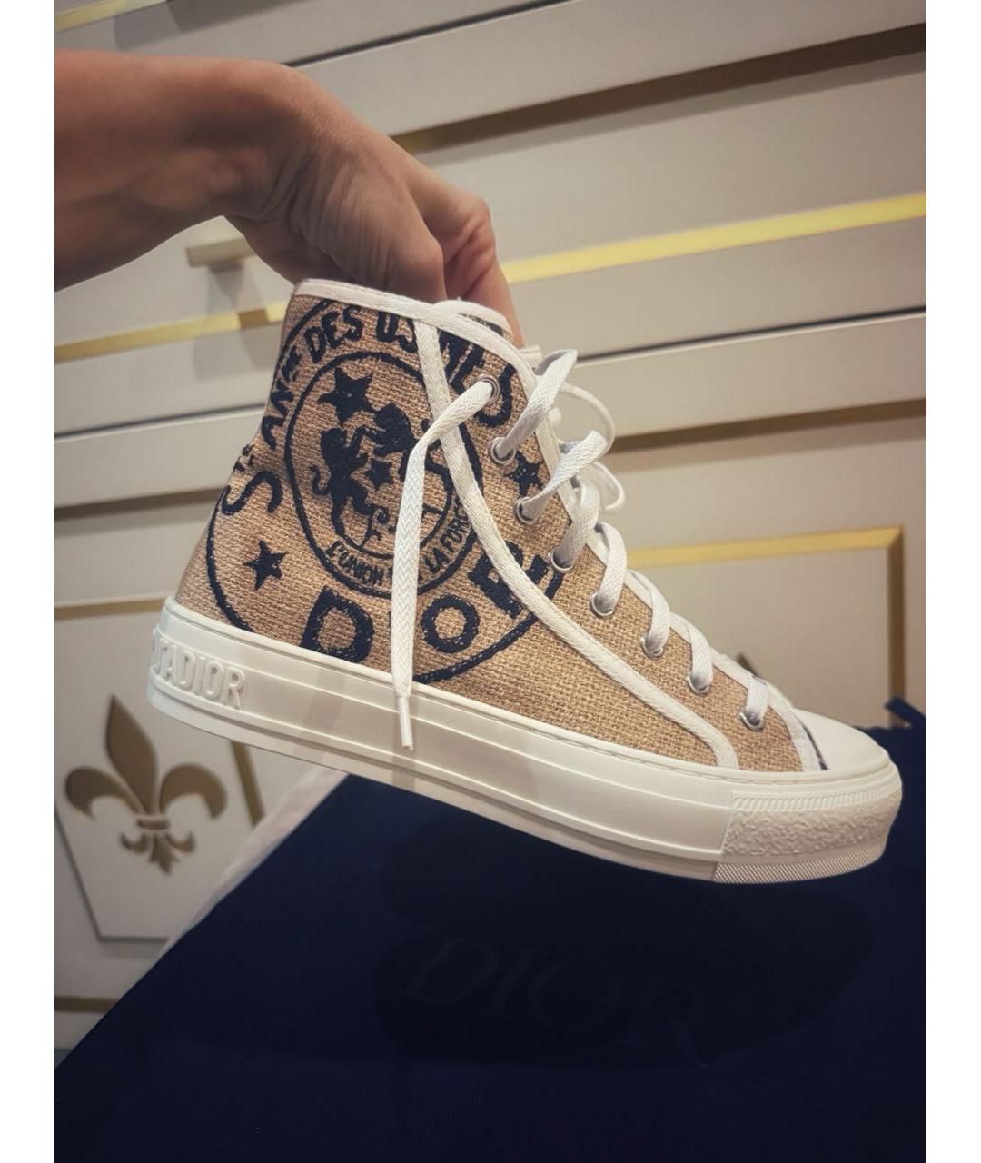 CHRISTIAN DIOR Горчичные текстильные кеды, фото 8