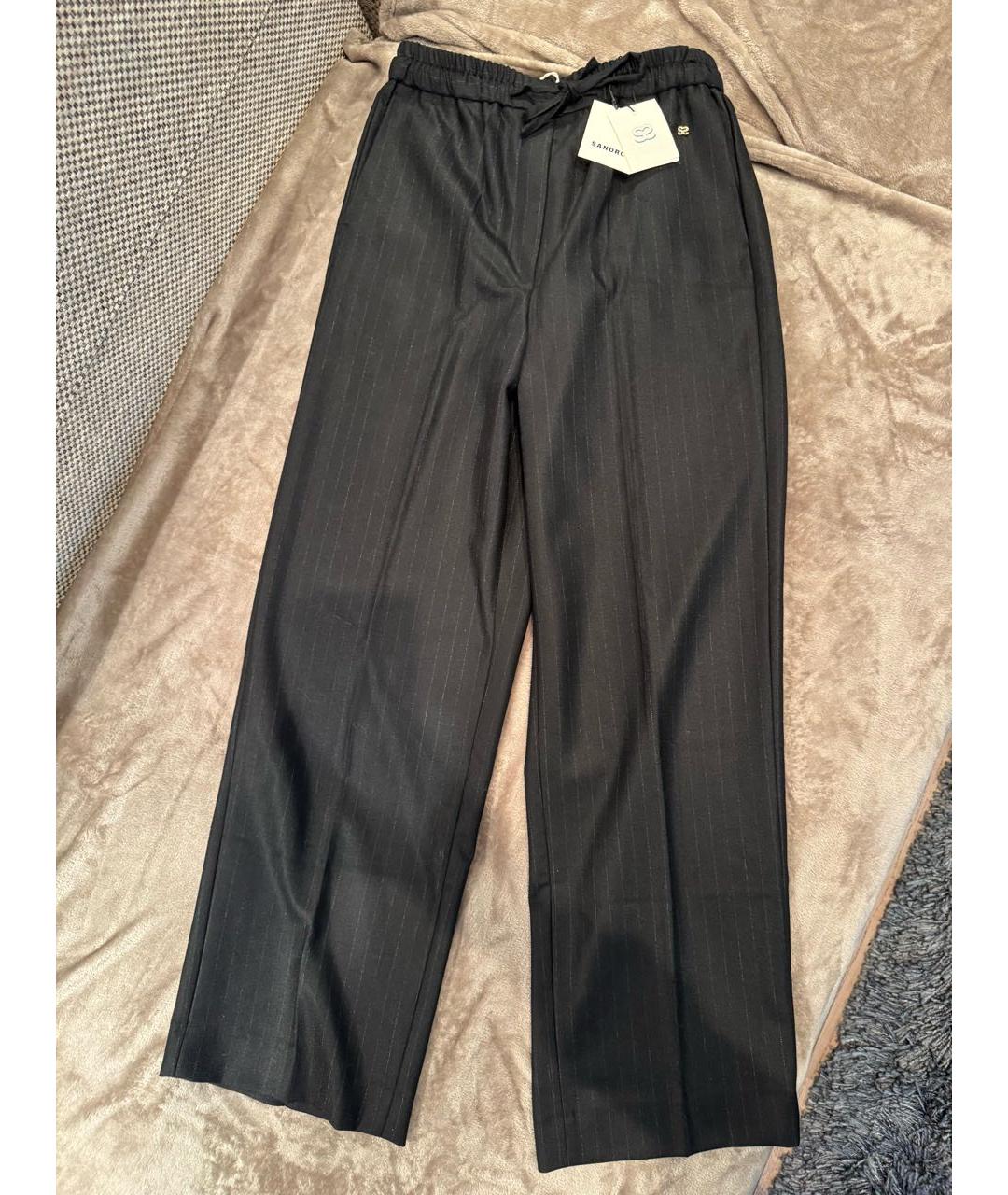 SANDRO Черные шерстяные брюки широкие, фото 3